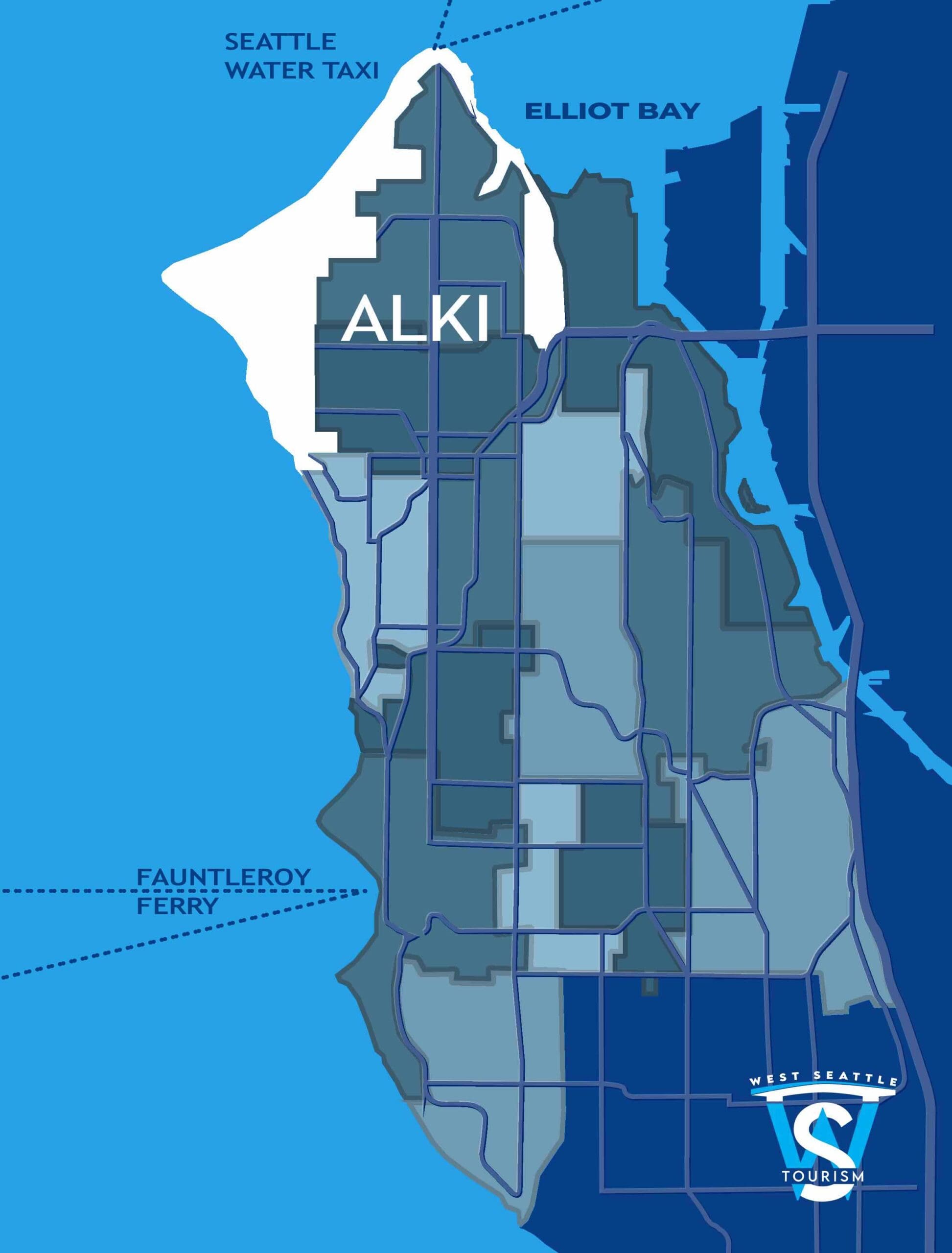 Alki Beach neighborhood map